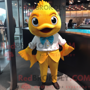 Gul gullfisk maskot kostyme...