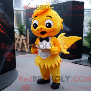 Gul guldfisk maskot kostume...