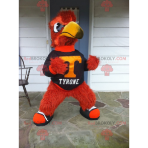 All hairy red and yellow bird mascot - Redbrokoly.com