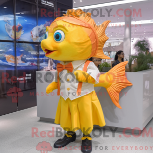 Yellow Goldfish mascot...