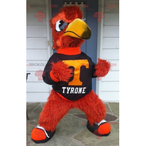 All hairy red and yellow bird mascot - Redbrokoly.com