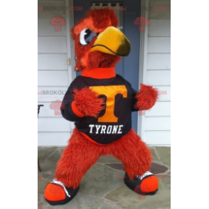 All hairy red and yellow bird mascot - Redbrokoly.com