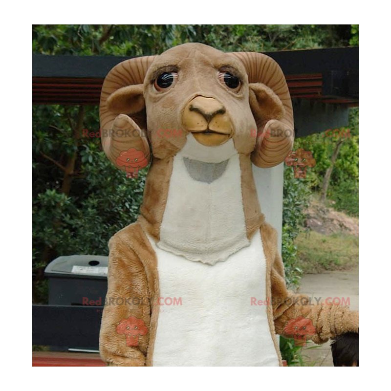 Hnědý a bílý beran kozí maskot - Redbrokoly.com Hnědý a bílý beran kozí maskot - Redbrokoly.com