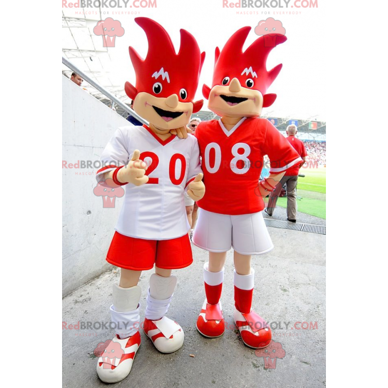 2 rote und weiße Euro 2008 Maskottchen - Trix und Flix -