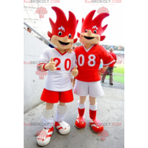 2 red and white euro 2008 mascots - Trix and Flix -