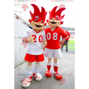 2 rote und weiße Euro 2008 Maskottchen - Trix und Flix -