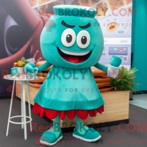 Teal Burgers mascot costume...