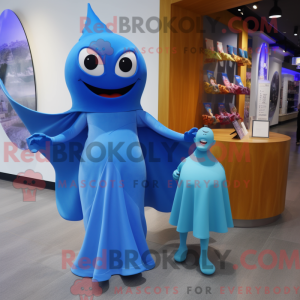 Blå Stingray maskot kostume...