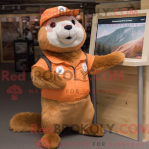 Fantasia de mascote marmota pêssego com macacão e bonés - Mascotes de pêssego - REBROKO_277471 - RedBrokoly.com