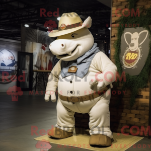 Cream Rhinoceros maskot...