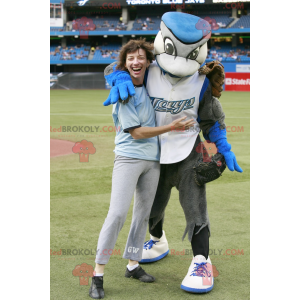 Black and white blue jay bird mascot - Redbrokoly.com