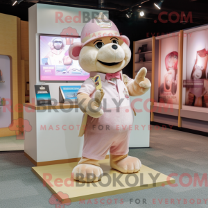 Beige Rosa maskotdraktfigur...