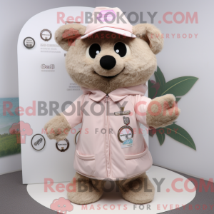Beige Rosa maskotdraktfigur...