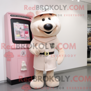 Beige Pink maskot kostume...
