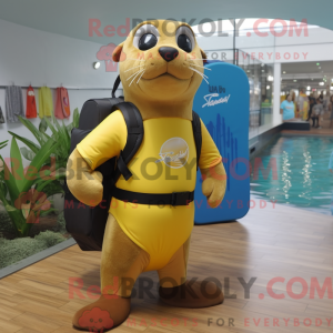 Guld søløve maskot kostume...