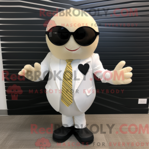 Crème hart mascotte kostuum...