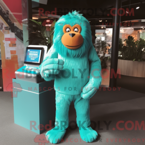 Cyan orangutang maskot...