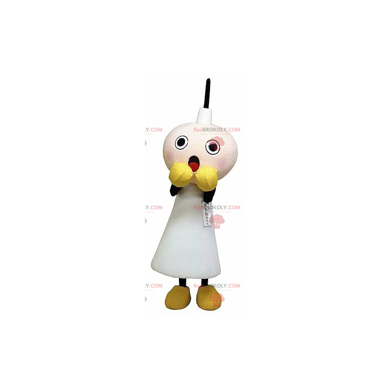 Mascote de vela branca assustado - Redbrokoly.com