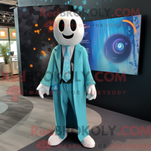 Teal Ghost maskot kostume...
