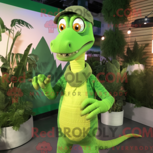 Limegrøn Coelophysis maskot...