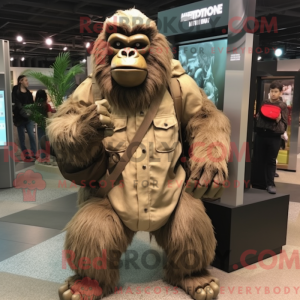 Tan Gorilla maskot kostume...