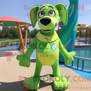 Hellgrüner Hund Maskottchen...