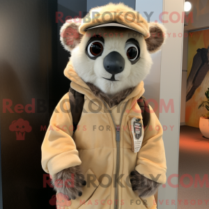 Tan Lemur maskot kostume...
