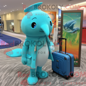 Turquoise Narwhal mascot...
