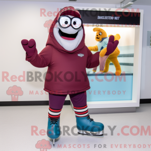 Maroon par skøjter maskot...