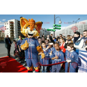 Mascotte de lynx orange avec des yeux bleus - Redbrokoly.com