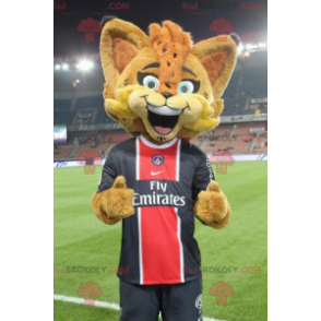 Mascotte de lynx orange avec des yeux bleus - Redbrokoly.com