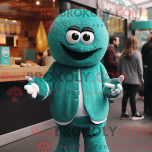 Teal Falafel mascot costume...
