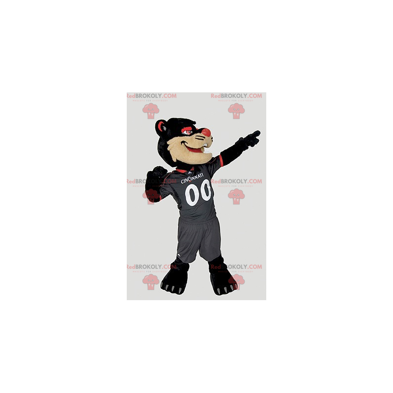 Mascote gato preto bege e vermelho - Redbrokoly.com