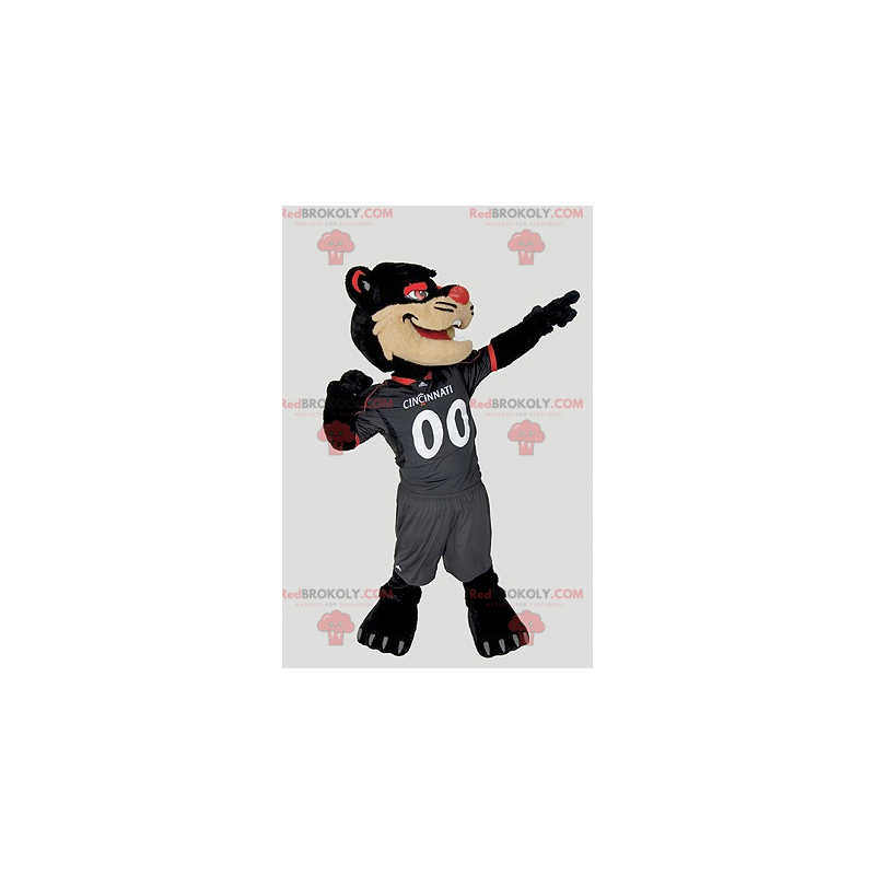 Černá béžová a červená kočka maskot - Redbrokoly.com