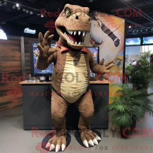 Brun Tyrannosaurus maskot...