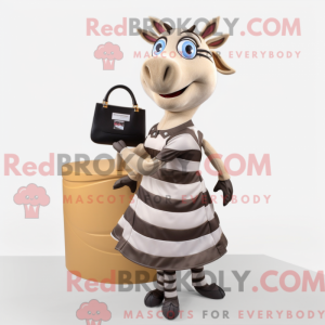 Beige Zebra maskot kostume...