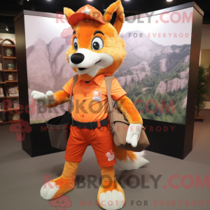 Orange Wolf maskot kostyme...