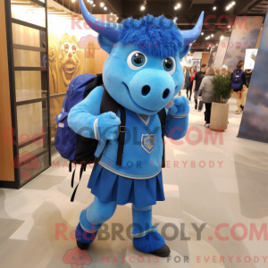 Blå Bison maskot kostume...