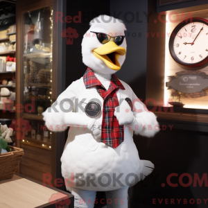 Hvid Swan maskot kostume...