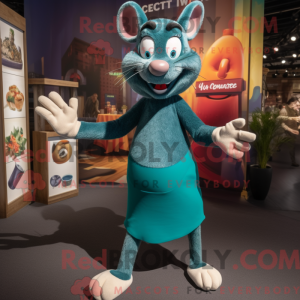 Blågrøn Ratatouille maskot...