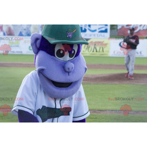 Mascotte de singe violet avec une casquette - Redbrokoly.com