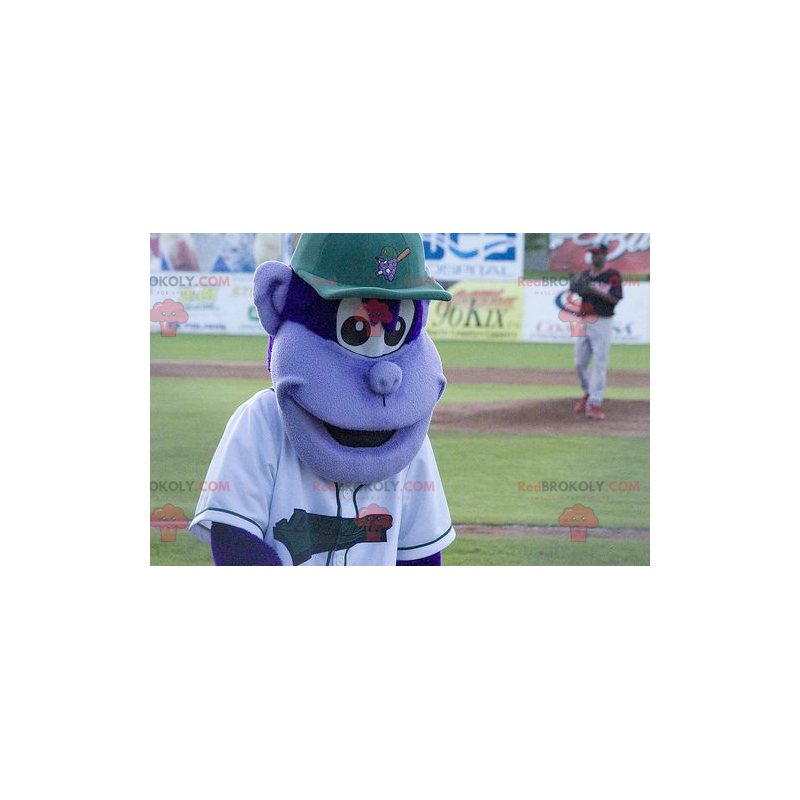 Mascotte de singe violet avec une casquette - Redbrokoly.com