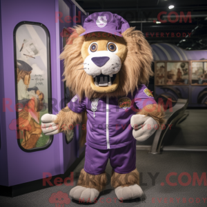 Purple Tamer Lion mascot...