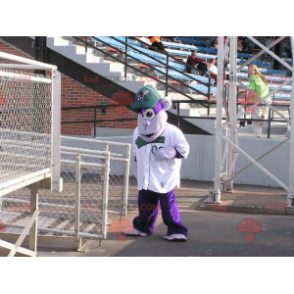 Purple monkey mascot with a cap - Redbrokoly.com