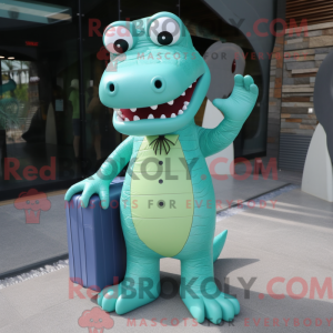 Cyan krokodille maskot...