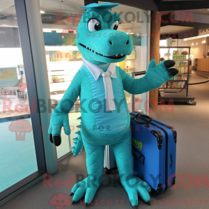 Cyan krokodille maskot...