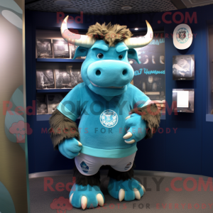 Cyan Minotaur maskot...