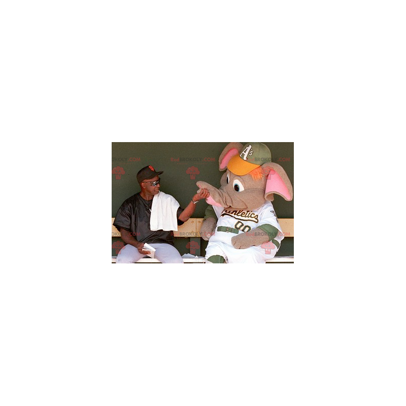 Riesiges graues und rosa Elefantenmaskottchen - Redbrokoly.com Riesiges graues und rosa Elefantenmaskottchen - Redbrokoly.com