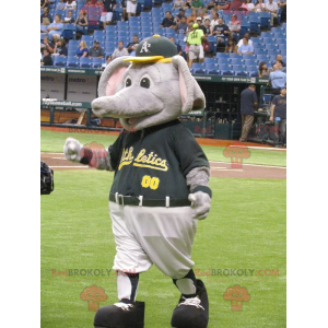 Mascote elefante gigante cinza e rosa - Redbrokoly.com