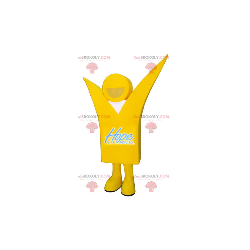 Mascotte de bonhomme jaune souriant - Redbrokoly.com